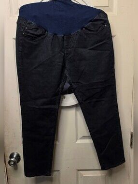 Vigoss Black Slim Straight Jeans with Navy Panel